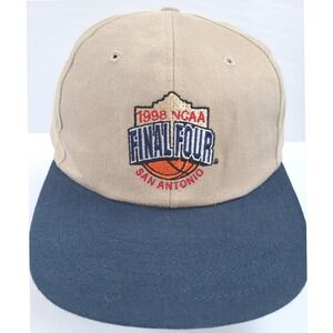 Vintage 1998 NCAA Final Four San Antonio Texace Snapback Hat Made in USA Khaki